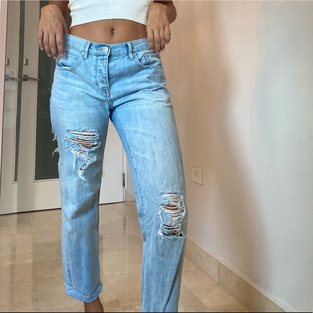 Low Rise Distressed Boyfriend Jeans